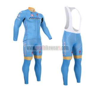 2015 Team ASTANA Cycling Long Bib Kit Blue