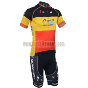 2013 Team Quick Step Cycling Kit Red Yellow