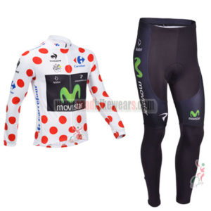 2013 Team Movistar Pro Cycling Long Sleeve Polka Dot Kit