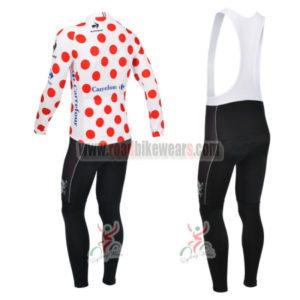 2013 Tour de France Pro Bicycle Long Sleeve Polka Dot Jersey Bibs Kit