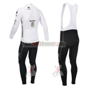 2013 Tour de France Pro Bike Long Sleeve White Jersey Bibs Kit