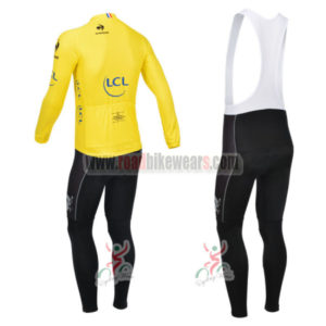 2013 Tour de France Pro Riding Long Sleeve Yellow Jersey Bibs Kit