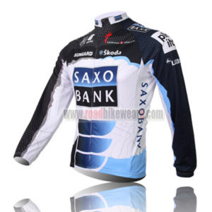 2010 Team SAXO BANK Cycle Long Jersey Black White Blue