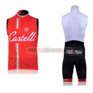 2011 Team Castelli Pro Riding Sleeveless Bib Kit Red