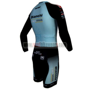2015 Team BIANCHI Long Sleeves Triathlon Racing Outfit Skinsuit Blue Black