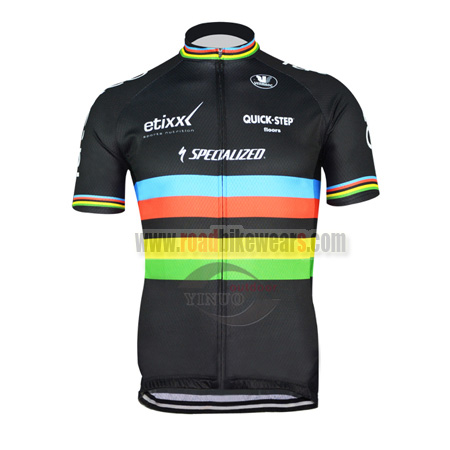 2015 Team QUICK STEP UCI Road Bike Wear Riding Jersey Top Shirt Maillot  Cycliste Black Rainbow