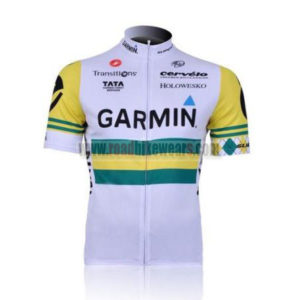 2011 Team GARMIN cervelo Cycle Short Sleeve Jersey White Yellow