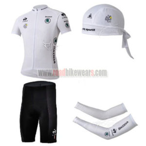 2013 Tour de France Cycling Set Jersey and Shorts+Bandana+Arm Warmers White