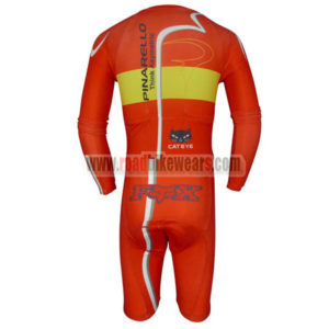 2013 Team PINARELLO Long Sleeves Triathlon Riding Apparel Skinsuit Red Yellow