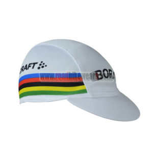 2017 Team BORA UCI Champion Riding Cap Hat White Rainbow