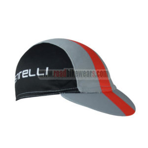 2017 Team Castelli Riding Cap Hat Black Grey Red