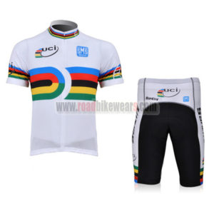 2010 Team Santini UCI Champion Cycling Kit White Rainbow