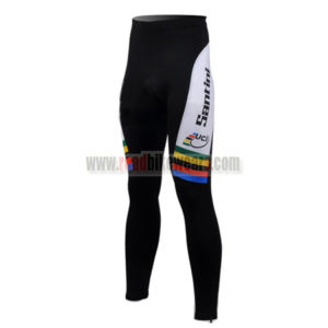 2010 Team Santini UCI Champion Riding Long Pants Tights Black White Rainbow