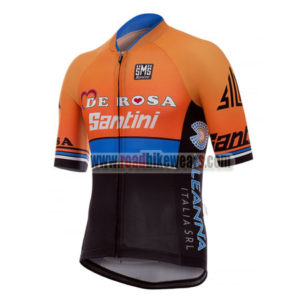 2017 Team DE ROSA Santini Biking Jersey Maillot Shirt Orange Blue Black