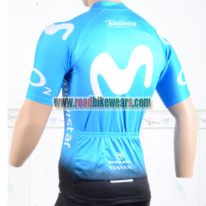 2018 Team Movistar Biking Jersey Shirt Blue Black