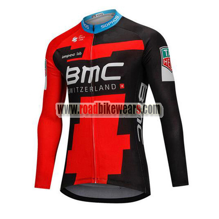 Electropositivo Perú Grave 2018 Team BMC Cycle Outfit Biking Long Sleeves Jersey Ropa De Ciclismo Red  Black | Road Bike Wear Store