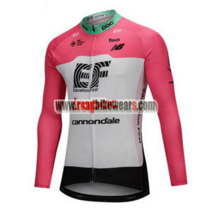 2018 Team drapac cannondale Cycling Long Jersey Pink White