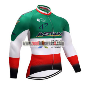 2017 Team ASTANA Cycling Long Jersey Green White Red