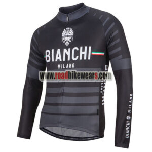 2017 Team BIANCHI Cycling Long Jersey Black Grey
